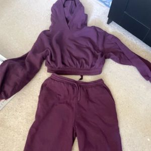 Zara purple cropped hoodie & sweats SET